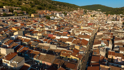 Fototapeta premium Aerial view of San Marco in Lamis located in Gargano National Park, in Puglia, Italy. It is a small town in the province of Foggia.