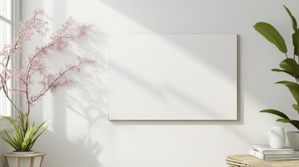 mockup with flowers and decorations on light background. ai generated