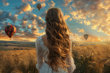 Generative AI picture of wonderful hot air balloons festival, adventure summer traveling