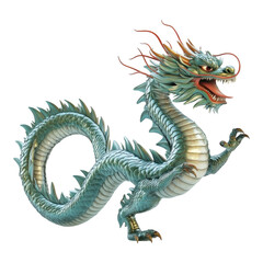 Majestic dragon gracefully soaring above a mystical landscape at sunset, embodying ancient legends and vibrant folklore on transparent Background