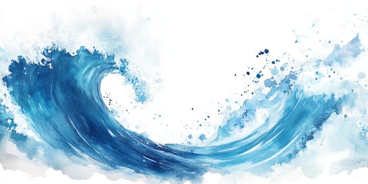 Vibrant Blue Watercolor Wave Artwork. World Tsunami Awareness Day - Powered by Adobe