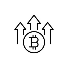 Bitcoin analytics outline icons, minimalist vector illustration ,simple transparent graphic element .Isolated on white background