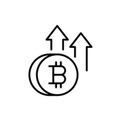 Bitcoin analytics outline icons, minimalist vector illustration ,simple transparent graphic element .Isolated on white background