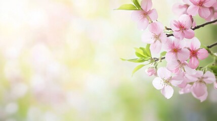 copy space with flowers on pastel spring background. ai generated
