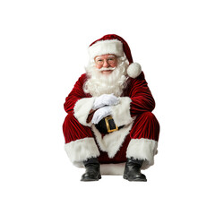 Fototapeta premium Jolly Santa Claus Sitting, Smiling and Relaxed for Christmas
