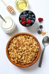 Delicious granola on a light background