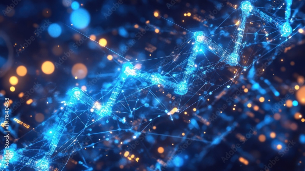 Poster abstract glowing network data stream.