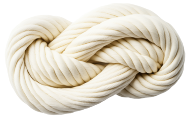 Close-up of a twisted, cream-colored rope coil
