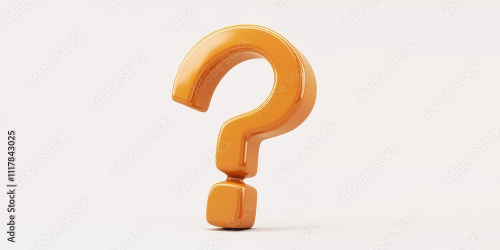 Poster a simple orange question mark on a white background