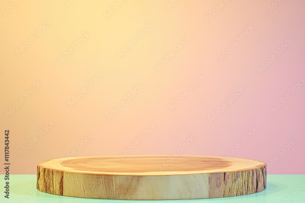 Poster a simple wooden plate resting on a table surface