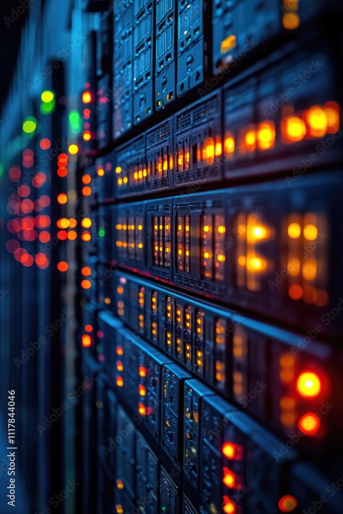 Poster Row of servers in a modern data center
