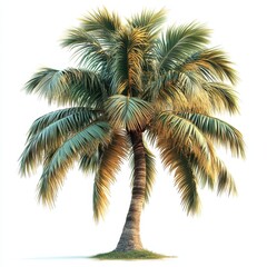 Lush Tropical Coconut Palm Tree Isolated on White Background High-Resolution 3D Render for Design Projects