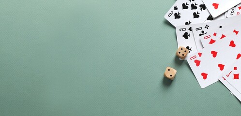 Playing cards with cubes. Gambling concept