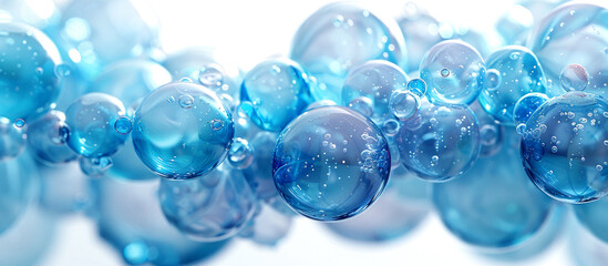 Abstract blue seamless border with air bubbles