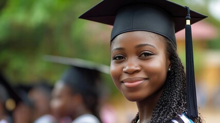 Mujer de Nigeria recién graduada en la Universidad