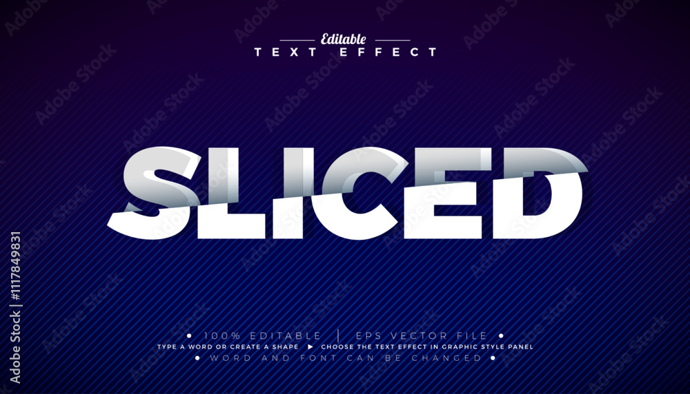Aufkleber sliced 3d text effect design editable and scalable vector graphic style effect with cutting letterin
