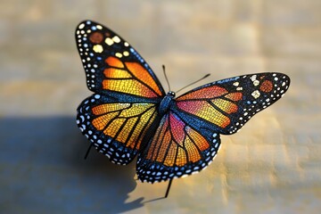Fototapeta premium Close-up shot of a butterfly sitting on a table