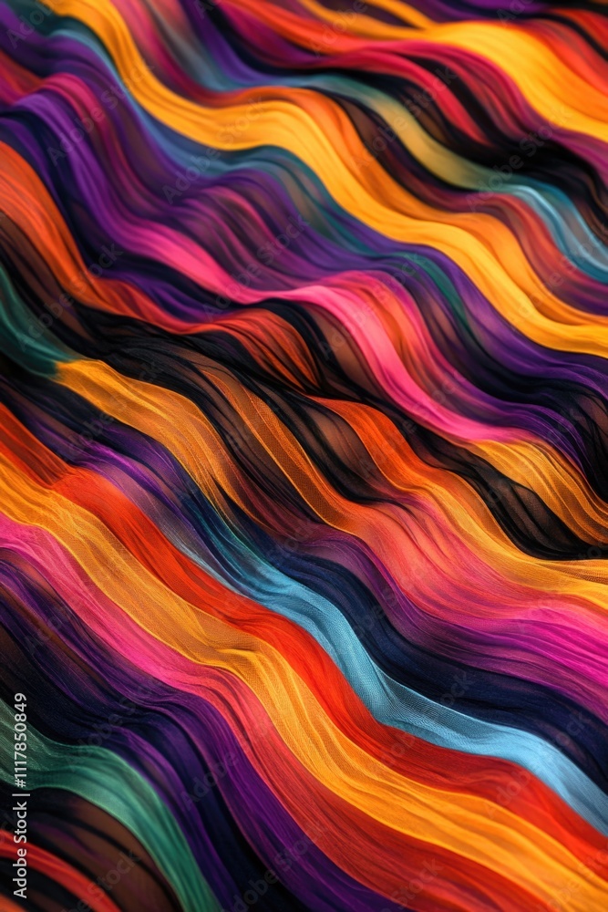 Poster A detailed view of colorful undulating pattern, suitable for use in designs and patterns
