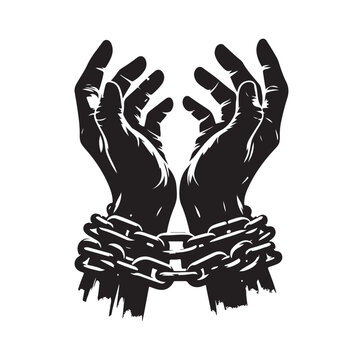 black hands chained, freedom concept clip art preview