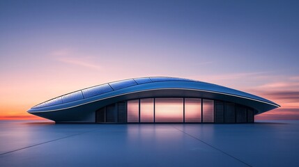 Futuristic Solar Energy Hub with Integrated Battery Storage and Clean Lighting for Branding