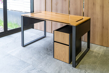 Director's office with large wooden table. Interior design