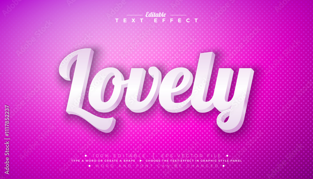 Aufkleber lovely 3d text effect design editable and scalable vector graphic style effect with shadow and white