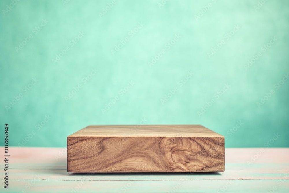 Poster a wooden box sitting on a table with a simple and clean design