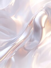 Obraz premium Shimmering, pearlescent liquid flows in elegant, undulating waves, capturing light with a soft, ethereal glow. 