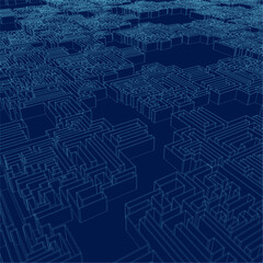 The maze contour, blue labyrinth - endless. Vector illustration