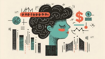 Abstract Illustration of Finance and Analytics with Geometric Elements