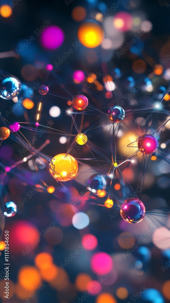 Poster abstract colorful spheres: a mesmerizing display of interconnected spheres in a vibrant array of col