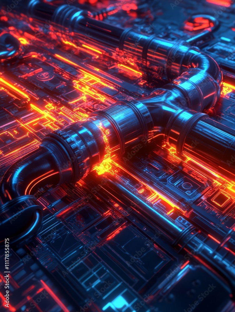 Aufkleber technological network: immerse yourself in the intricate world of technology, a mesmerizing abstract
