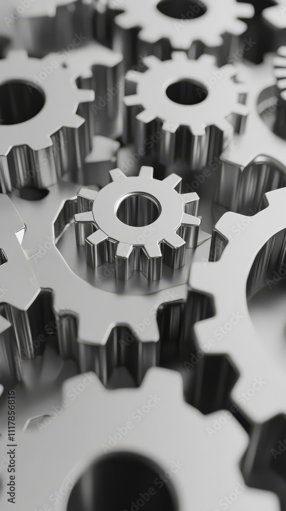 Poster precision gears: a captivating close-up showcases the intricate mechanical harmony of multiple inter