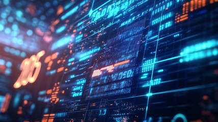 Obraz premium A digital calendar flipping, surrounded by holographic projectio