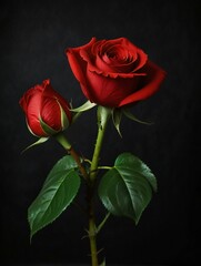 Naklejka premium red rose on black background