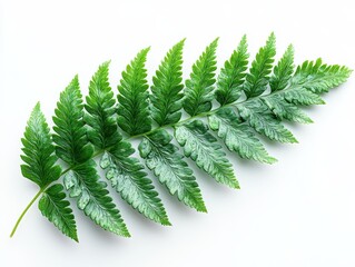 Lush Green Fern Frond Isolated on White Background Botanical Photography for Nature, Wellness, and Design Projects