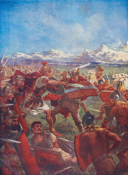 Duel between Marcelo and Viridomar, paint by J. H. Valda