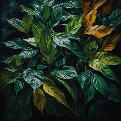 Create an abstract painting inspired by leaves.

