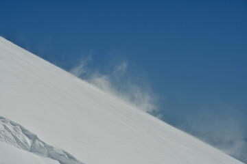 Llaima Vulcano views from ski ascent blue sky snow winter toptouring