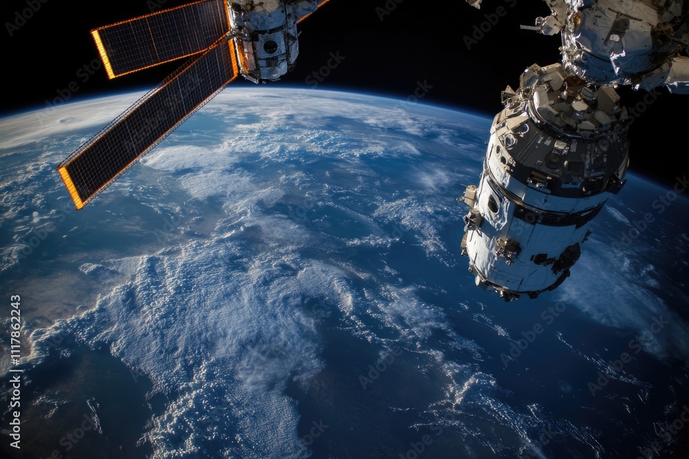 Poster a view of the earth from the space station, ideal for use in educational or scientific contexts