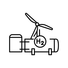 Hydrogen energy black line icon.