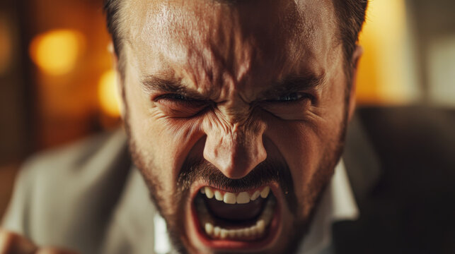 Screaming angry man, evil boss, terrible person, abuser, Angry businessman. Aggressive opponent. . He's probably an abuser and a misogynist. 