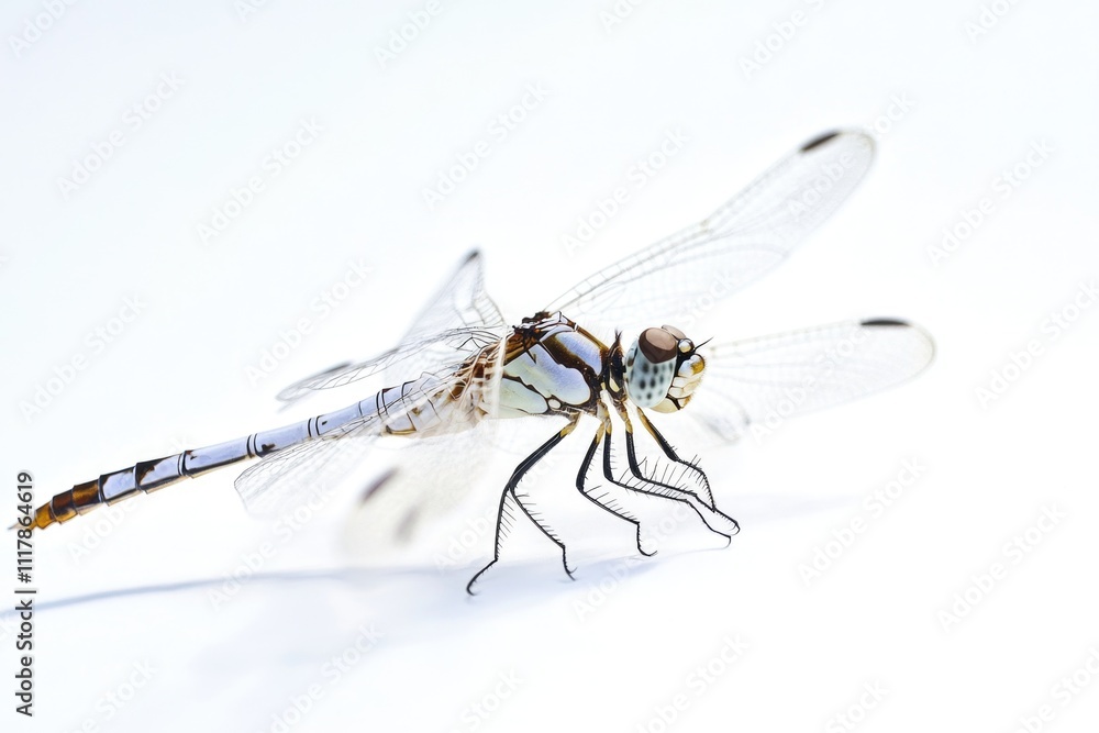 Aufkleber a detailed view of a dragonfly's body and wings on a white background, suitable for use in designs r