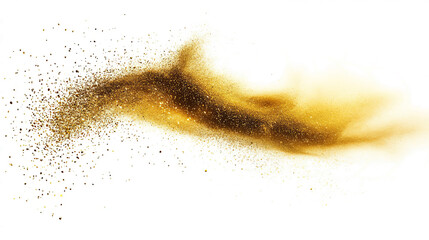 gold dust flying on a white background 