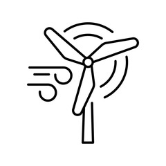 Wind turbines black line icon.
