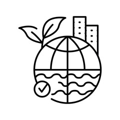 Climate adaptation strategies black line icon.