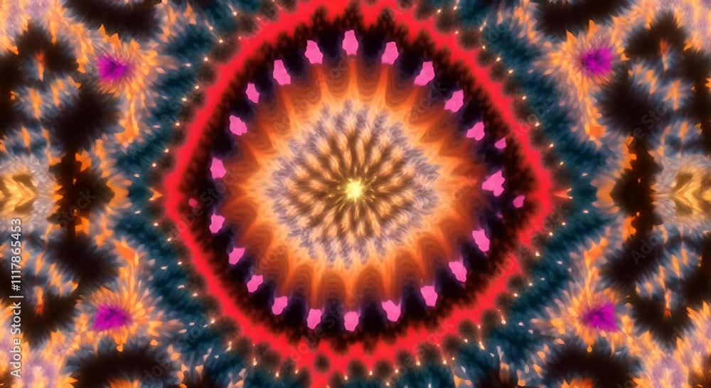 Poster a digital kaleidoscopic pattern with shimmering topaz hues kaleidoscopic patterns flickering and shi