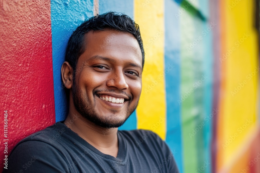 Poster a person relaxing with a bright background