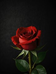 Naklejka premium red rose on black background