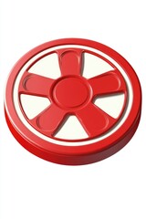 Obraz premium A simple yet elegant red and white ceramic plate featuring a single red flower